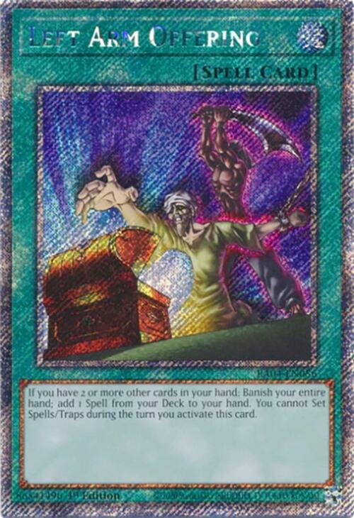Left Arm Offering [RA04-EN086] Platinum Secret Rare | Jomio and Rueliete's Cards and Comics