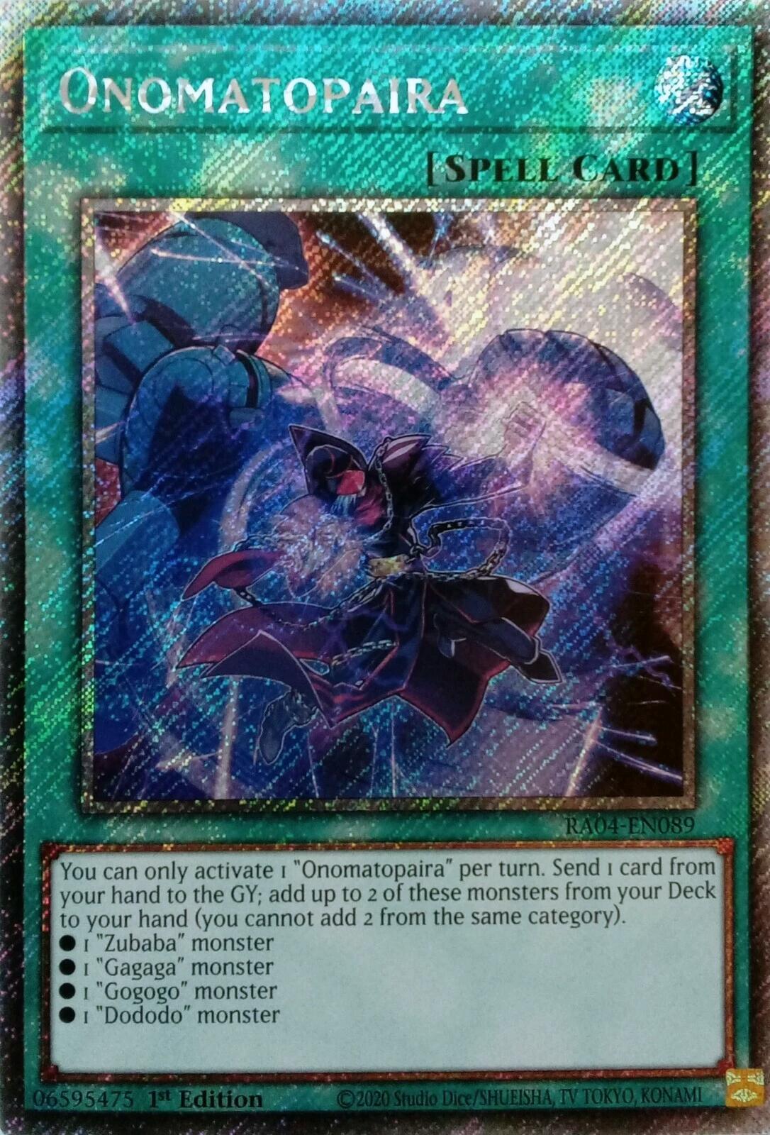 Onomatopaira [RA04-EN089] Platinum Secret Rare | Jomio and Rueliete's Cards and Comics