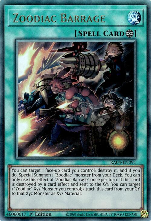 Zoodiac Barrage [RA04-EN091] Prismatic Ultimate Rare | Jomio and Rueliete's Cards and Comics