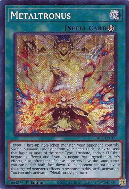 Metaltronus [RA04-EN100] Secret Rare | Jomio and Rueliete's Cards and Comics