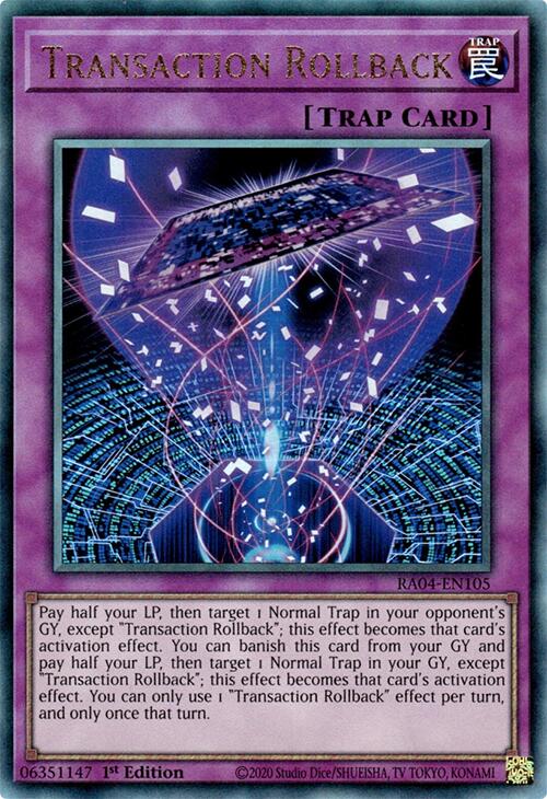 Transaction Rollback [RA04-EN105] Prismatic Ultimate Rare | Jomio and Rueliete's Cards and Comics