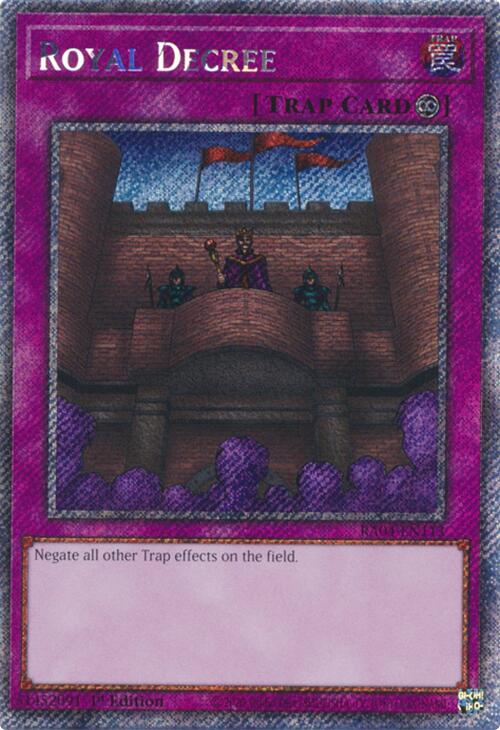 Royal Decree [RA04-EN113] Platinum Secret Rare | Jomio and Rueliete's Cards and Comics