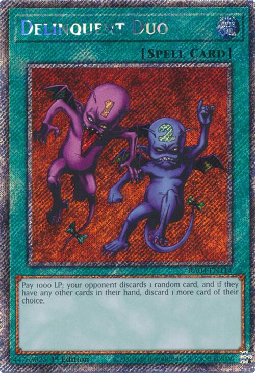 Delinquent Duo [RA04-EN114] Platinum Secret Rare | Jomio and Rueliete's Cards and Comics