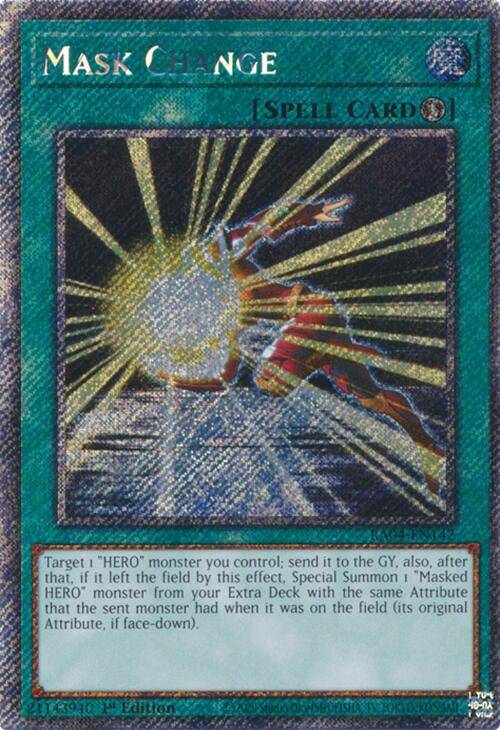 Mask Change [RA04-EN142] Platinum Secret Rare | Jomio and Rueliete's Cards and Comics