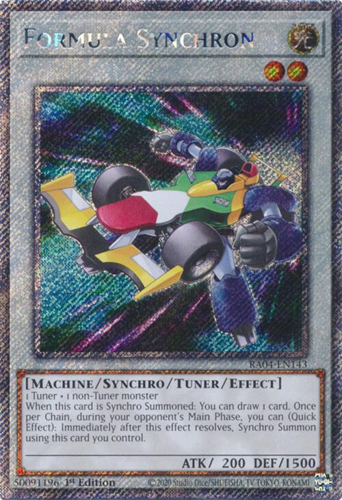 Formula Synchron [RA04-EN143] Platinum Secret Rare | Jomio and Rueliete's Cards and Comics