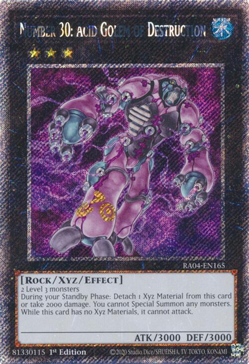 Number 30: Acid Golem of Destruction [RA04-EN165] Platinum Secret Rare | Jomio and Rueliete's Cards and Comics