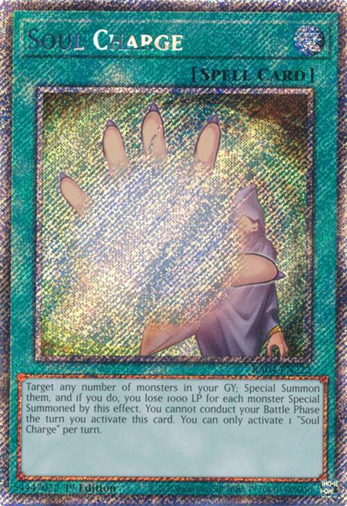 Soul Charge [RA04-EN222] Platinum Secret Rare | Jomio and Rueliete's Cards and Comics