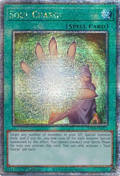 Soul Charge [RA04-EN222] Quarter Century Secret Rare | Jomio and Rueliete's Cards and Comics