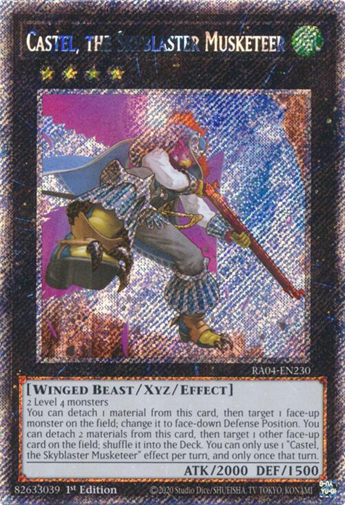 Castel, the Skyblaster Musketeer [RA04-EN230] Platinum Secret Rare | Jomio and Rueliete's Cards and Comics