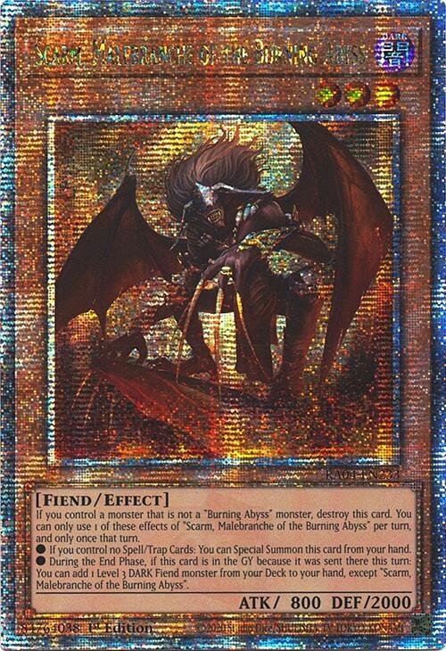 Scarm, Malebranche of the Burning Abyss [RA04-EN233] Quarter Century Secret Rare | Jomio and Rueliete's Cards and Comics