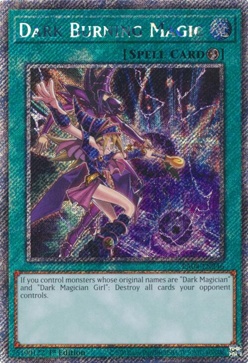 Dark Burning Magic [RA04-EN246] Platinum Secret Rare | Jomio and Rueliete's Cards and Comics