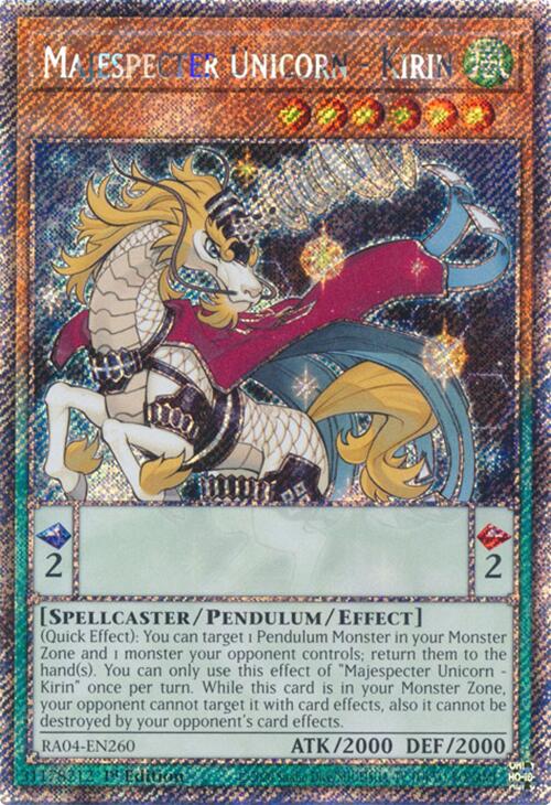 Majespecter Unicorn - Kirin [RA04-EN260] Platinum Secret Rare | Jomio and Rueliete's Cards and Comics