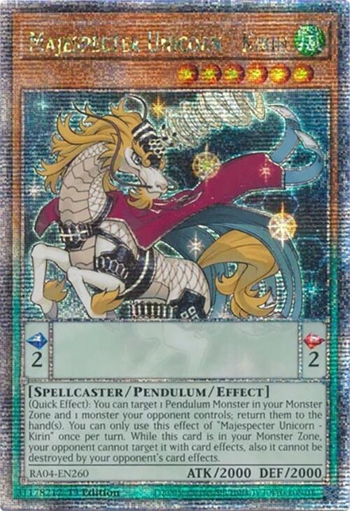 Majespecter Unicorn - Kirin [RA04-EN260] Quarter Century Secret Rare | Jomio and Rueliete's Cards and Comics