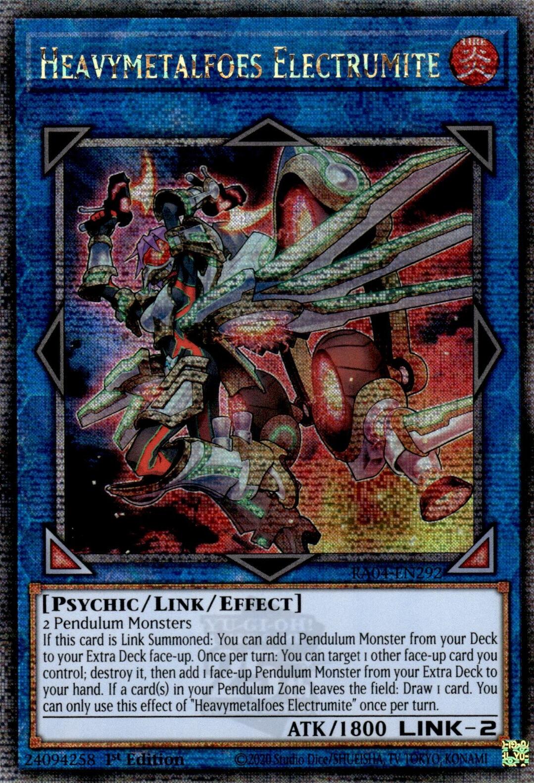 Heavymetalfoes Electrumite [RA04-EN292] Quarter Century Secret Rare | Jomio and Rueliete's Cards and Comics