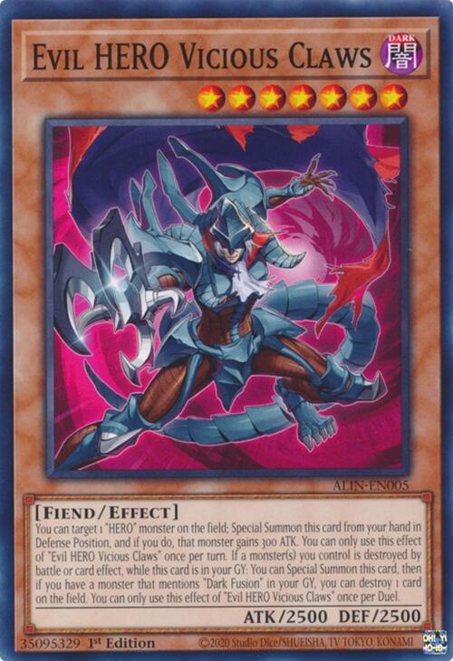 Evil HERO Vicious Claws [ALIN-EN005] Common | Jomio and Rueliete's Cards and Comics