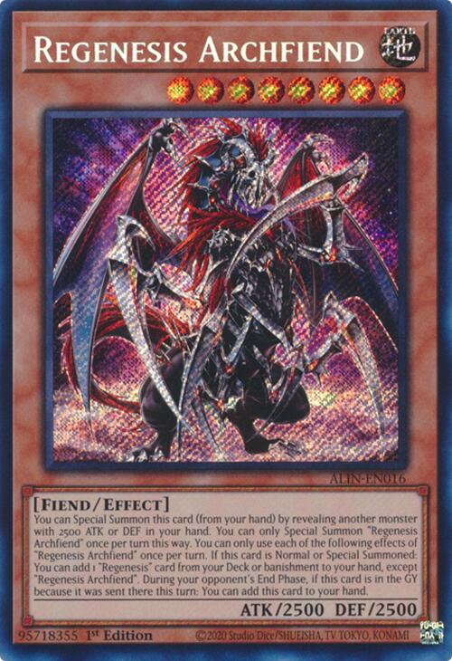 Regenesis Archfiend [ALIN-EN016] Secret Rare | Jomio and Rueliete's Cards and Comics