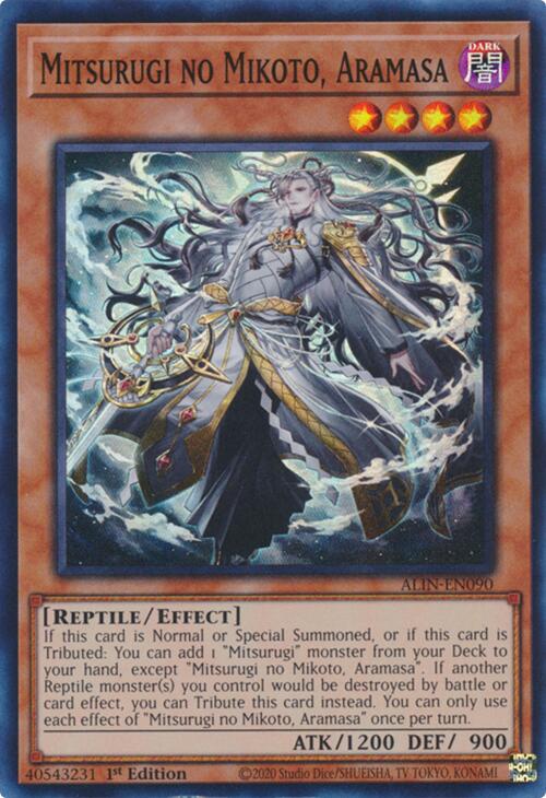 Mitsurugi no Mikoto, Aramasa [ALIN-EN090] Super Rare | Jomio and Rueliete's Cards and Comics