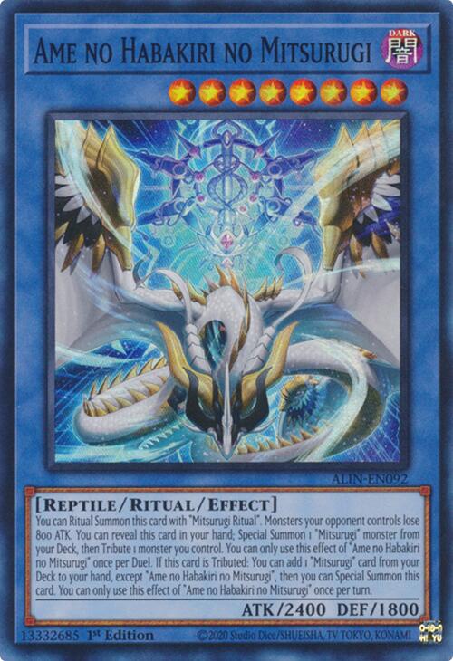 Ame no Habakiri no Mitsurugi [ALIN-EN092] Super Rare | Jomio and Rueliete's Cards and Comics