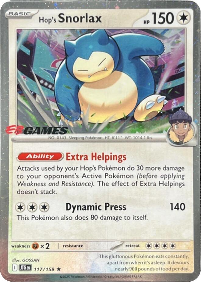 Hop's Snorlax (117/159) (EB Games) (Cosmos Holo) [Scarlet & Violet: Journey Together] | Jomio and Rueliete's Cards and Comics