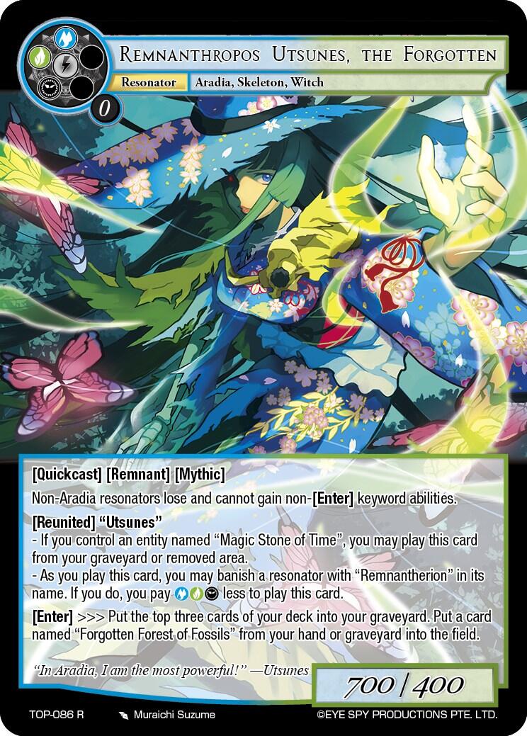 Remnanthropos Utsunes, the Forgotten (TOP-086 R) [Ten Oaths of Protopaterpolis' War] | Jomio and Rueliete's Cards and Comics