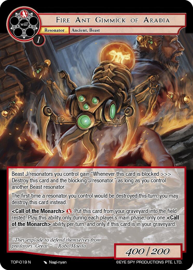 Fire Ant Gimmick of Aradia (TOP-019 N) [Ten Oaths of Protopaterpolis' War] | Jomio and Rueliete's Cards and Comics