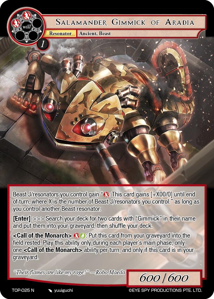 Salamander Gimmick of Aradia (TOP-025 N) [Ten Oaths of Protopaterpolis' War] | Jomio and Rueliete's Cards and Comics