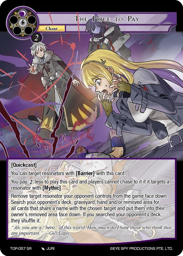 The Price to Pay (TOP-057 SR) [Ten Oaths of Protopaterpolis' War] | Jomio and Rueliete's Cards and Comics