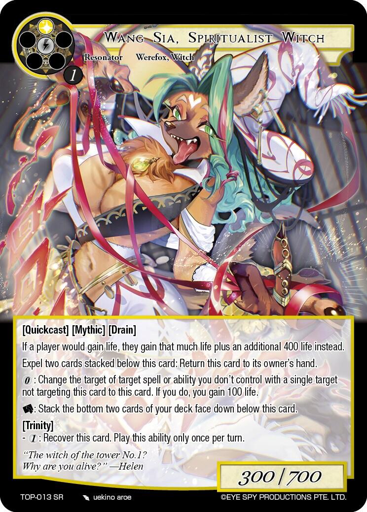 Wang Sia, Spiritualist Witch (TOP-013 SR) [Ten Oaths of Protopaterpolis' War] | Jomio and Rueliete's Cards and Comics