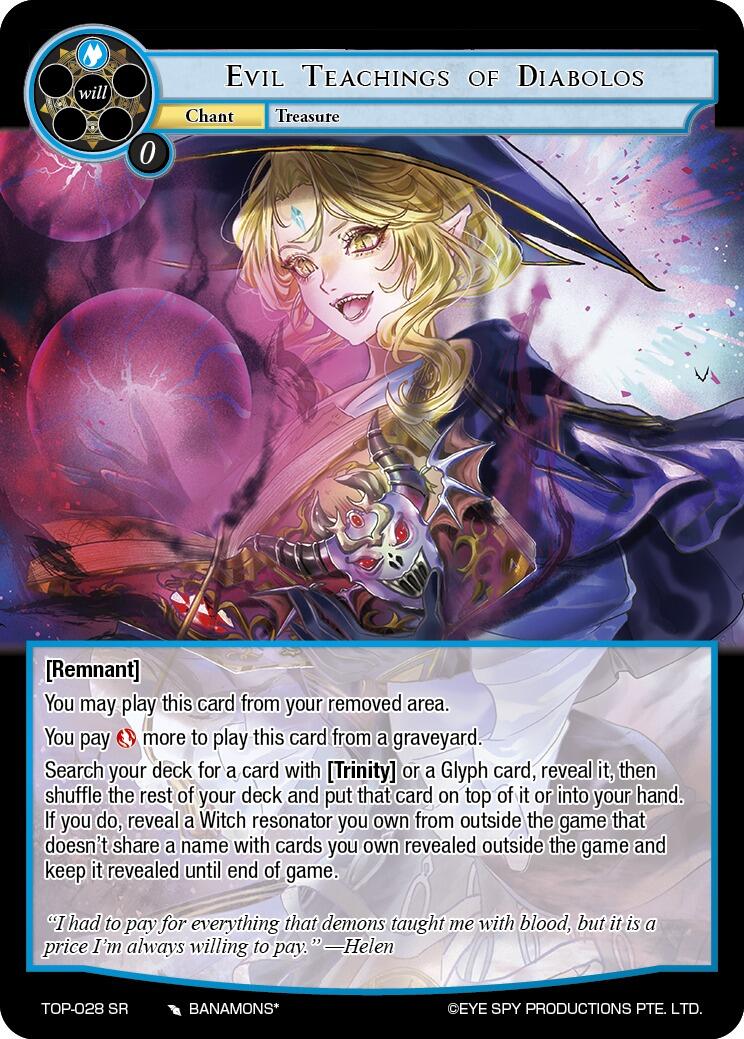 Evil Teachings of Diabolos (TOP-028 SR) [Ten Oaths of Protopaterpolis' War] | Jomio and Rueliete's Cards and Comics
