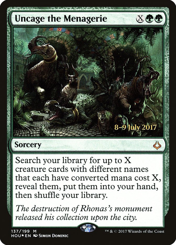 Uncage the Menagerie [Hour of Devastation Prerelease Promos] | Jomio and Rueliete's Cards and Comics