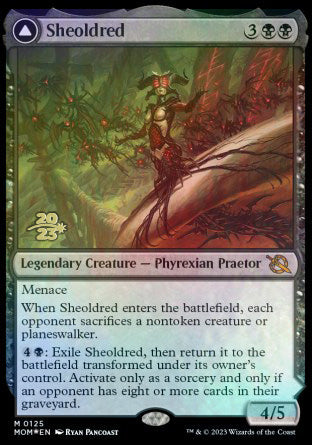 Sheoldred // The True Scriptures [March of the Machine Prerelease Promos] | Jomio and Rueliete's Cards and Comics