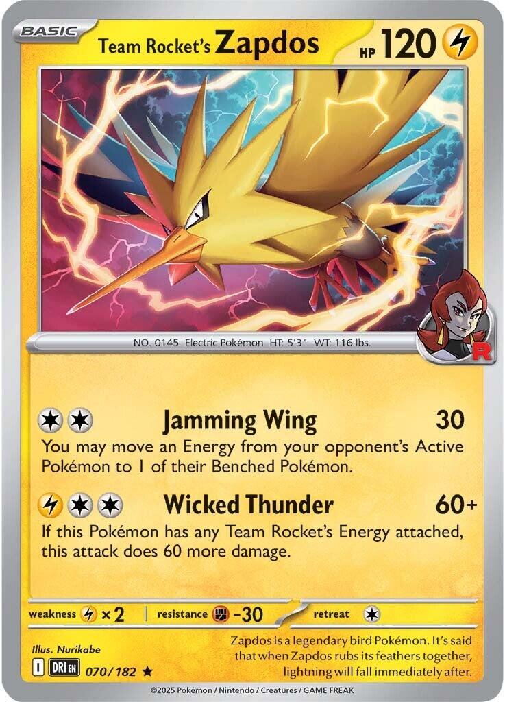 Team Rocket's Zapdos (070/182) [Scarlet & Violet: Destined Rivals] | Jomio and Rueliete's Cards and Comics