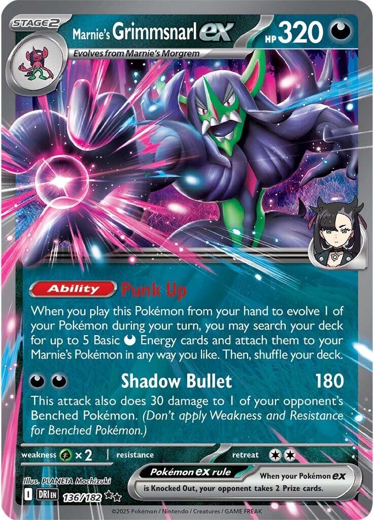 Marnie's Grimmsnarl ex (136/182) [Scarlet & Violet: Destined Rivals] | Jomio and Rueliete's Cards and Comics