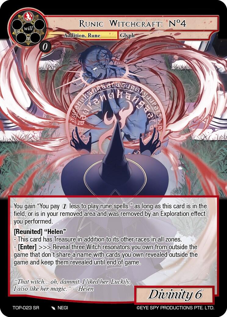 Runic Witchcraft: No4 (TOP-023 SR) [Ten Oaths of Protopaterpolis' War] | Jomio and Rueliete's Cards and Comics