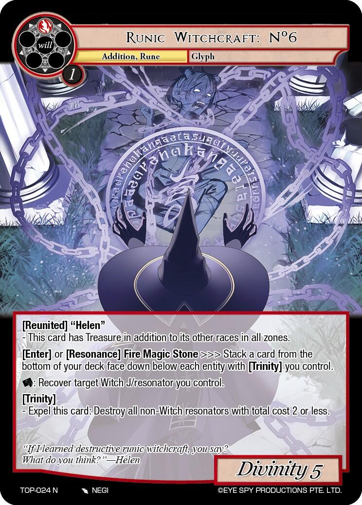 Runic Witchcraft: No6 (TOP-024 N) [Ten Oaths of Protopaterpolis' War] | Jomio and Rueliete's Cards and Comics