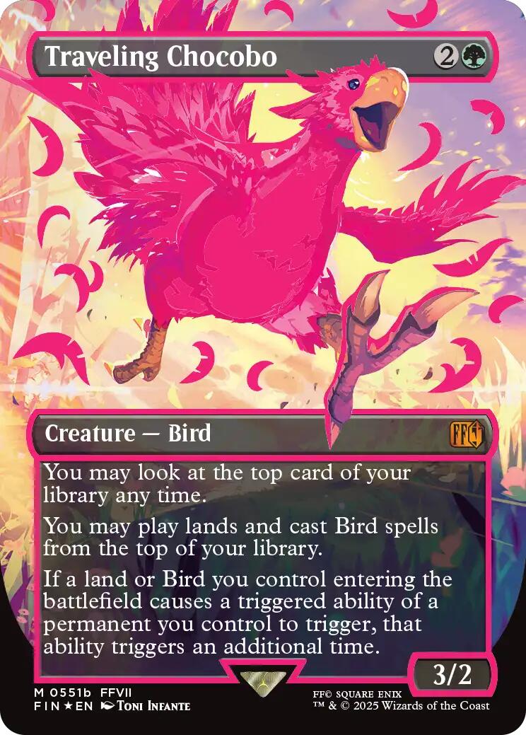 Traveling Chocobo (Borderless) (Neon Ink Pink) [FINAL FANTASY] | Jomio and Rueliete's Cards and Comics