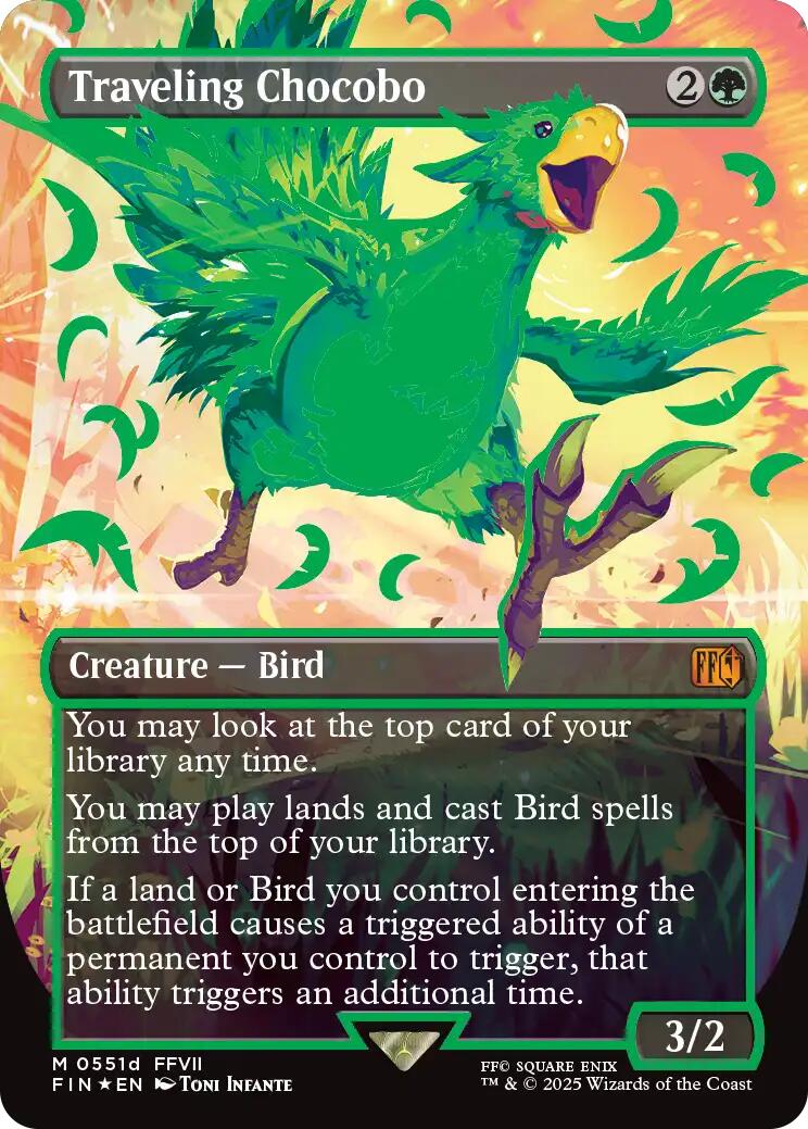 Traveling Chocobo (Borderless) (Neon Ink Green) [FINAL FANTASY] | Jomio and Rueliete's Cards and Comics