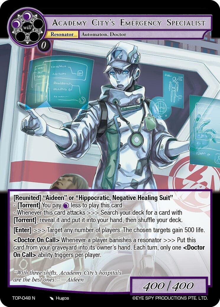 Academy City's Emergency Specialist (TOP-048 N) [Ten Oaths of Protopaterpolis' War] | Jomio and Rueliete's Cards and Comics