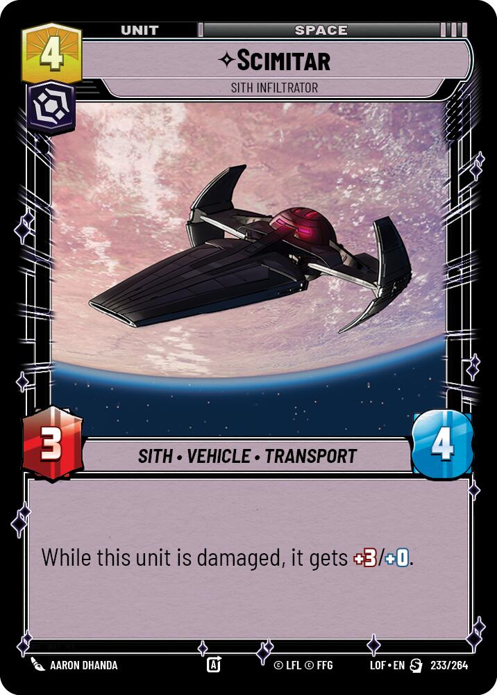 Scimitar - Sith Infiltrator (233/264) (233/264) [Legends of the Force] | Jomio and Rueliete's Cards and Comics