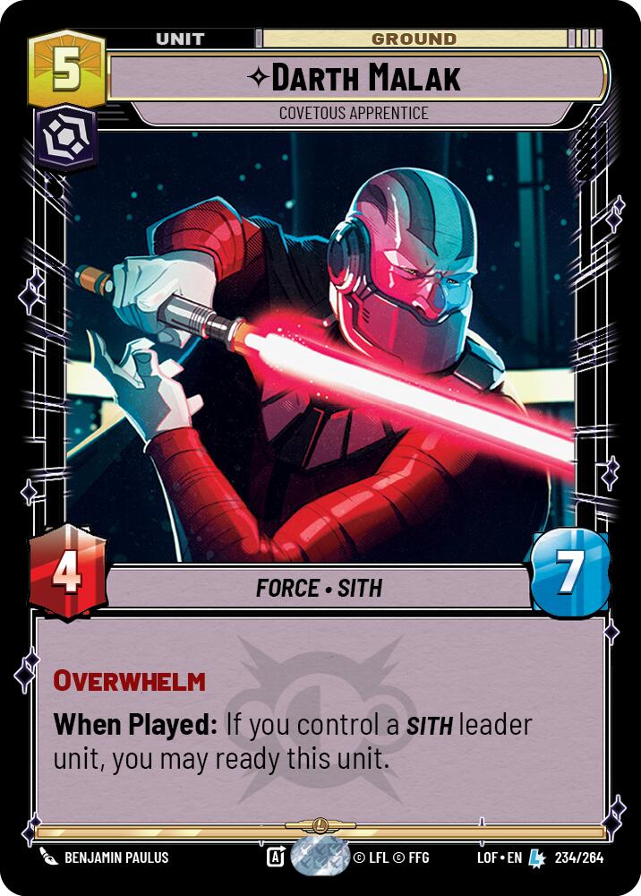 Darth Malak - Covetous Apprentice (234/264) (234/264) [Legends of the Force] | Jomio and Rueliete's Cards and Comics