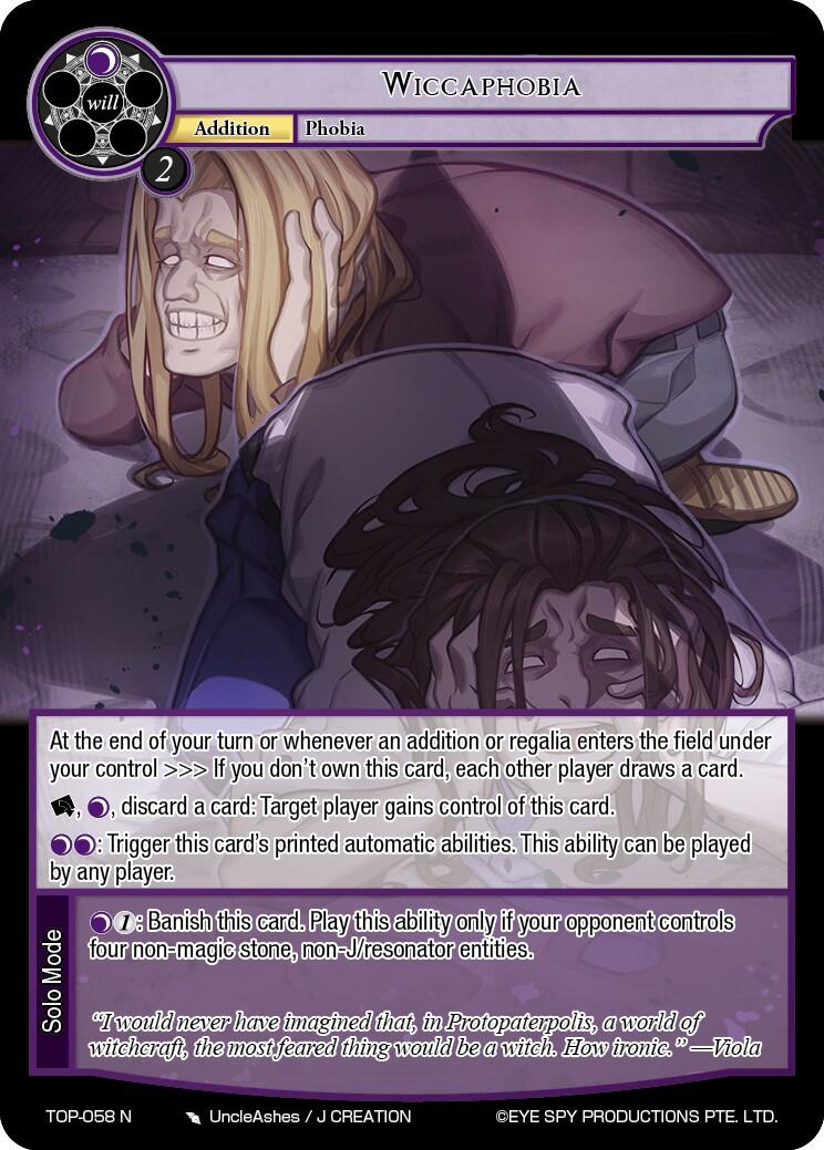 Wiccaphobia (TOP-058 R) [Ten Oaths of Protopaterpolis' War] | Jomio and Rueliete's Cards and Comics