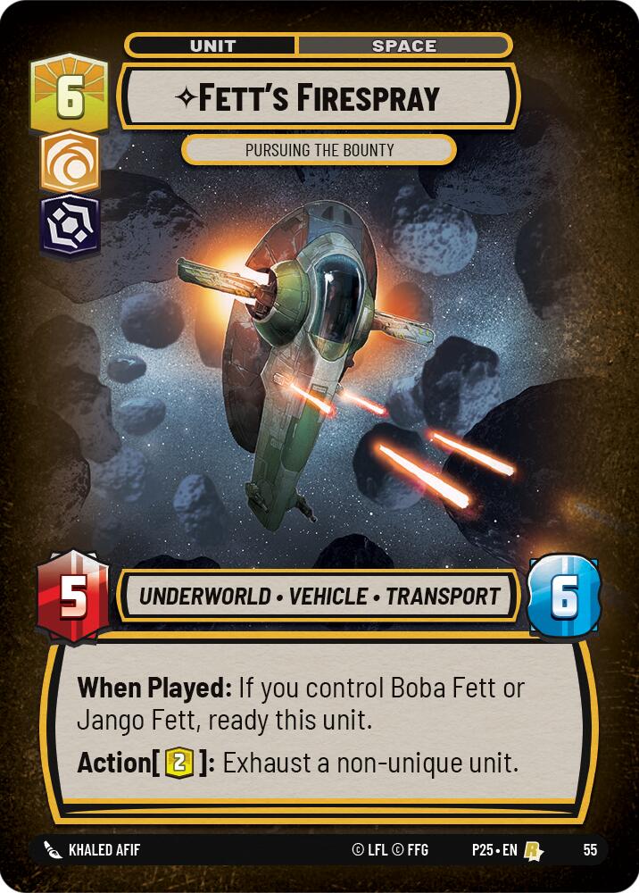 Fett's Firespray (55) - Pursuing the Bounty (55) [Store Showdown Promos] | Jomio and Rueliete's Cards and Comics