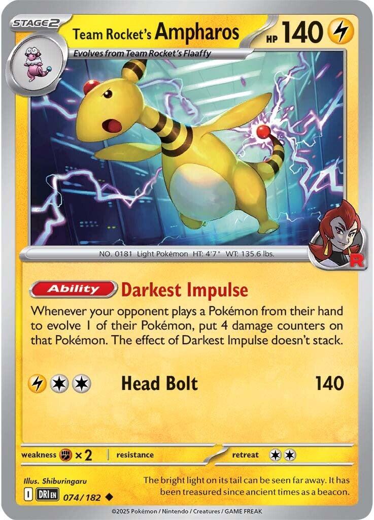 Team Rocket's Ampharos (074/182) [Scarlet & Violet: Destined Rivals] | Jomio and Rueliete's Cards and Comics