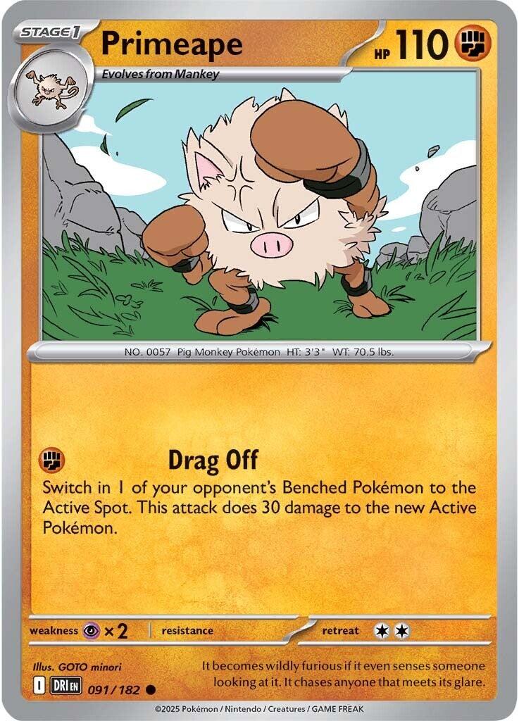 Primeape (091/182) [Scarlet & Violet: Destined Rivals] | Jomio and Rueliete's Cards and Comics
