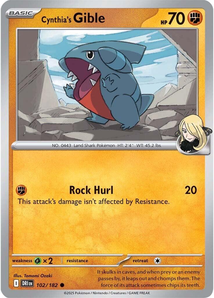 Cynthia's Gible (102/182) [Scarlet & Violet: Destined Rivals] | Jomio and Rueliete's Cards and Comics