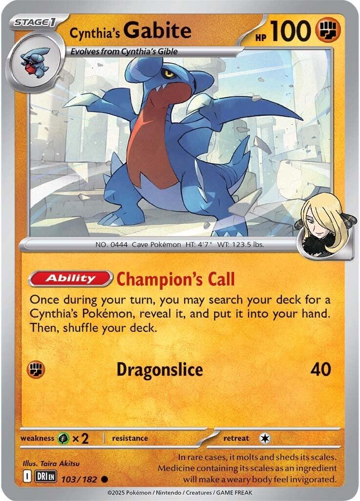 Cynthia's Gabite (103/182) [Scarlet & Violet: Destined Rivals] | Jomio and Rueliete's Cards and Comics