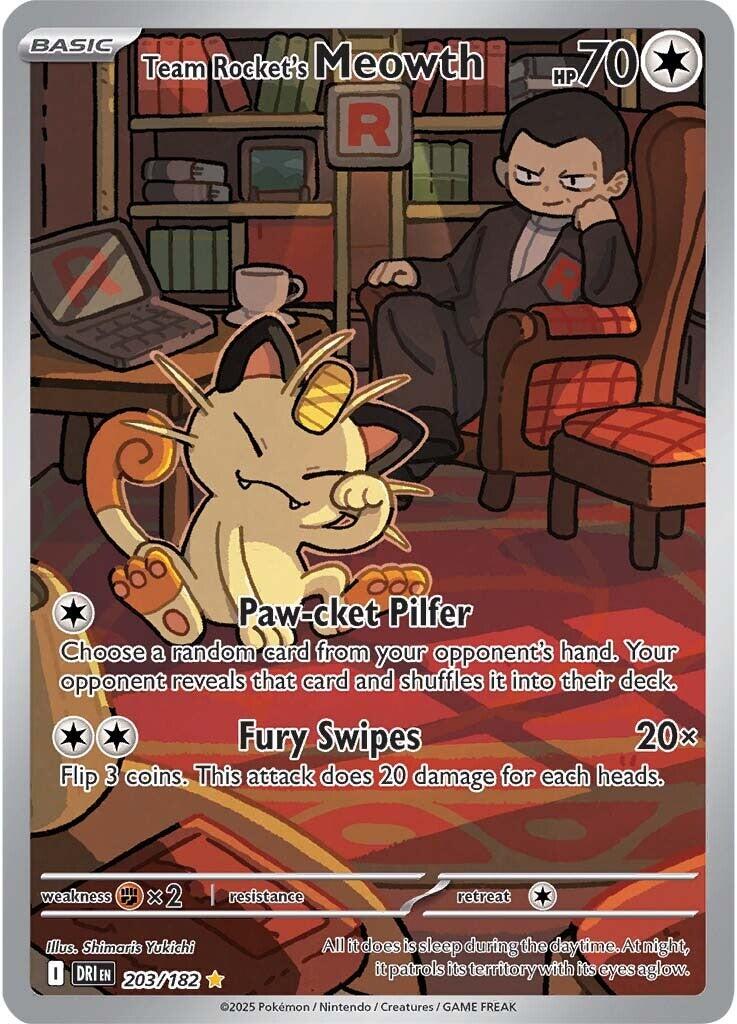 Team Rocket's Meowth (203/182) [Scarlet & Violet: Destined Rivals] | Jomio and Rueliete's Cards and Comics