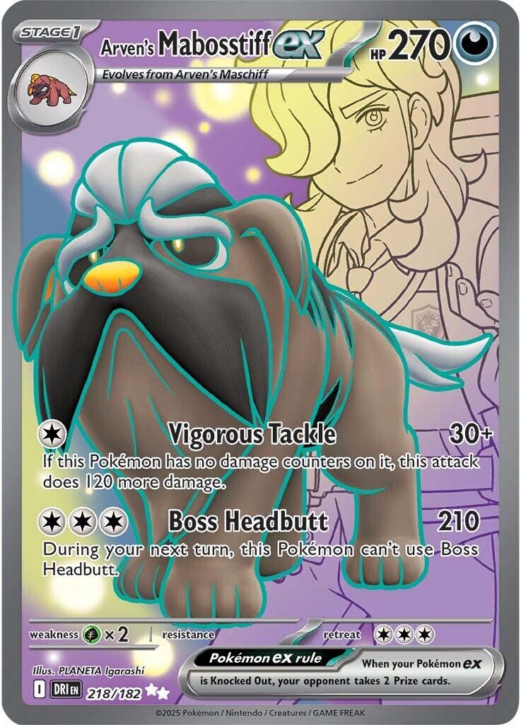 Arven's Mabosstiff ex (218/182) [Scarlet & Violet: Destined Rivals] | Jomio and Rueliete's Cards and Comics