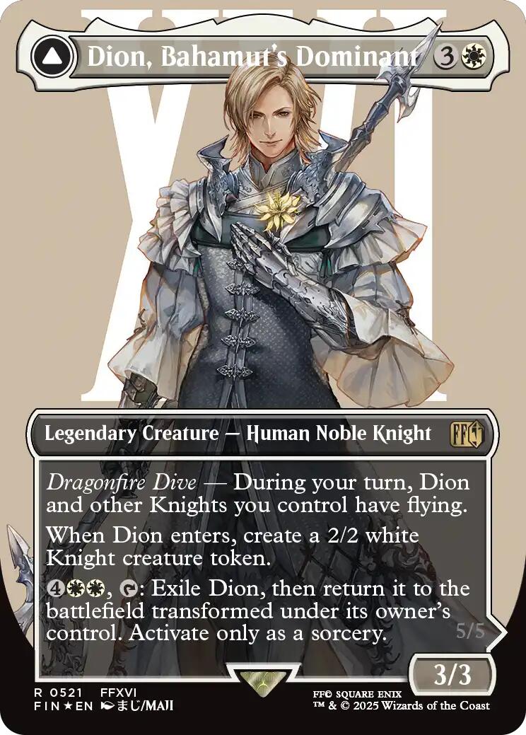 Dion, Bahamut's Dominant // Bahamut, Warden of Light (Borderless) (Surge Foil) [FINAL FANTASY] | Jomio and Rueliete's Cards and Comics