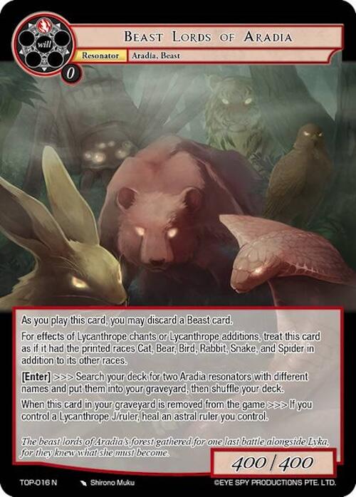 Beast Lords of Aradia (TOP-016 N) [Ten Oaths of Protopaterpolis' War] | Jomio and Rueliete's Cards and Comics